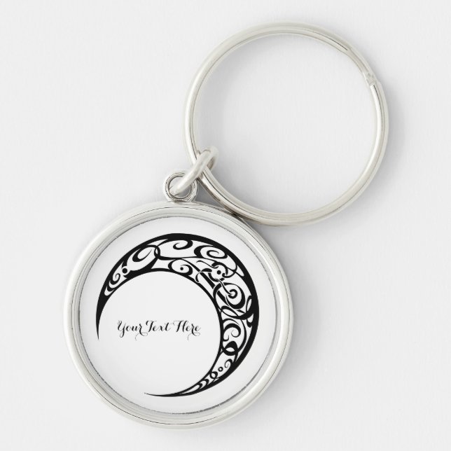 Personalised Tribal Moon Symbol Key Ring (Front)