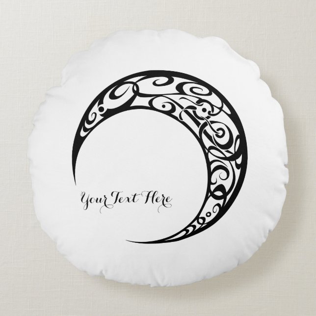 Personalised Tribal Moon Symbol Round Cushion (Front)