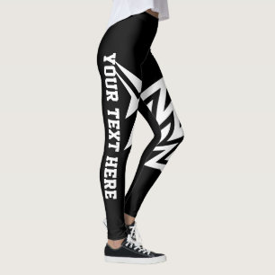 Personalised Tribal Star Design Black and White Leggings