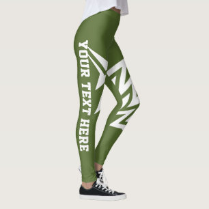 Personalised Tribal Star Design OLive Green Leggings