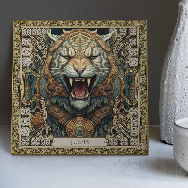 Personalised Tribal Tiger Spirit Portrait Tile (Creator Uploaded)