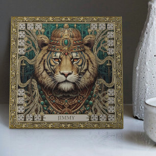 Personalised Tribal Tiger Spirit Portrait Tile