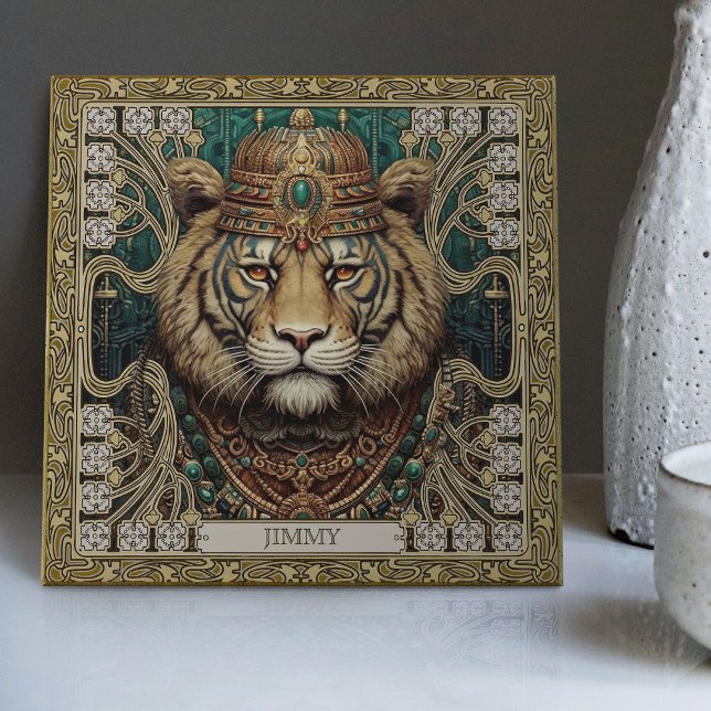 Personalised Tribal Tiger Spirit Portrait Tile (Creator Uploaded)