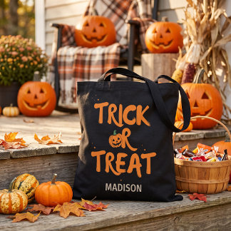 Personalised Trick or Treat Double-Sided Halloween Tote Bag