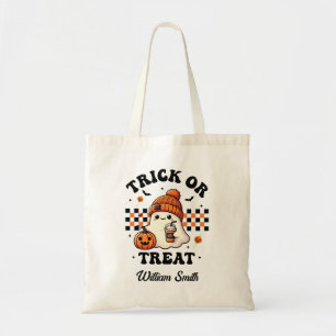 Personalised Trick or Treat Ghost Halloween Tote Bag