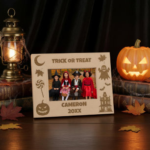 Personalised Trick Or Treat Halloween Etched Frames