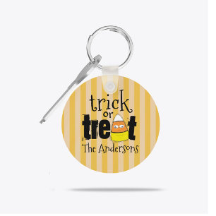 Personalised Trick or Treat Halloween Party Key Ring