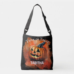 Personalised Trick or Treat Pumpkin Crossbody Bag