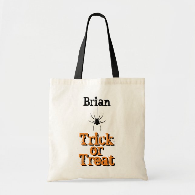 Personalised Trick or Treat Spider Tote Bag (Front)