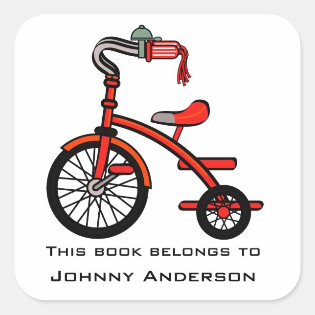 Personalised Tricycle Bookplate Sticker (Front)