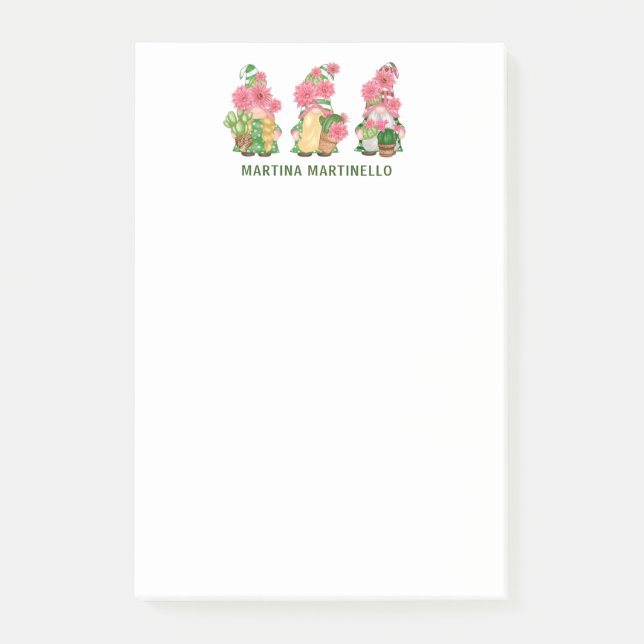 Personalised Trio of Cactus Gnomes Post-it Notes (Front)