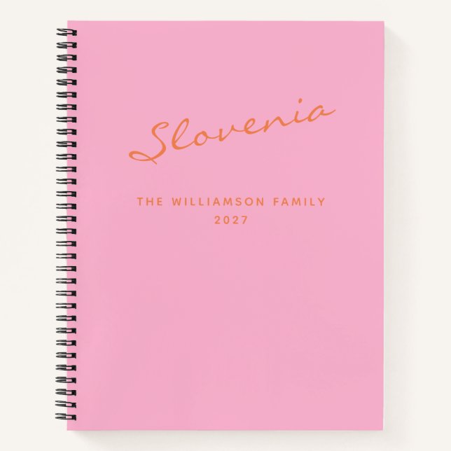 Personalised Trip Pink Orange Travel Journal  (Front)