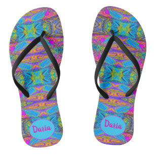 Personalised Trippy Geometric Pattern Flip Flops