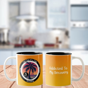 Personalised Tropical 12-Step Anniversary Chip Two-Tone Coffee Mug