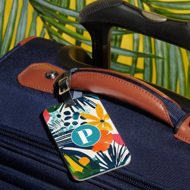 Personalised Tropical Abstract Pattern Luggage Tag (Front Insitu 1)