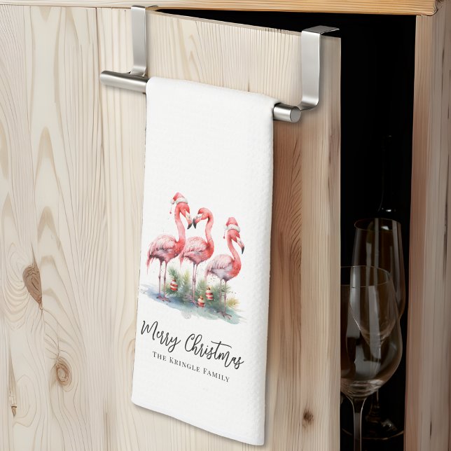 Personalised Tropical Beach Christmas Tea Towel (Personalized Tropical Beach Christmas kitchen towel )