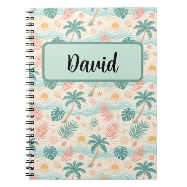 Personalised Tropical Beach Notebook (Front)