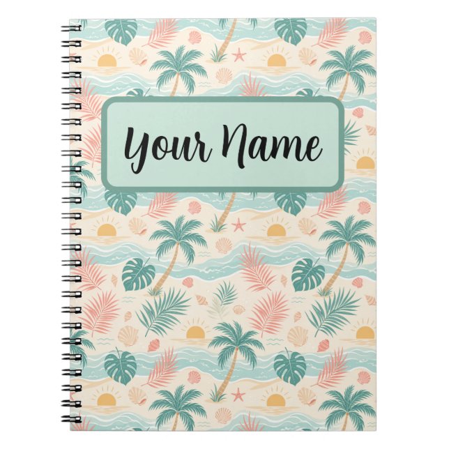 Personalised Tropical Beach Notebook (Front)