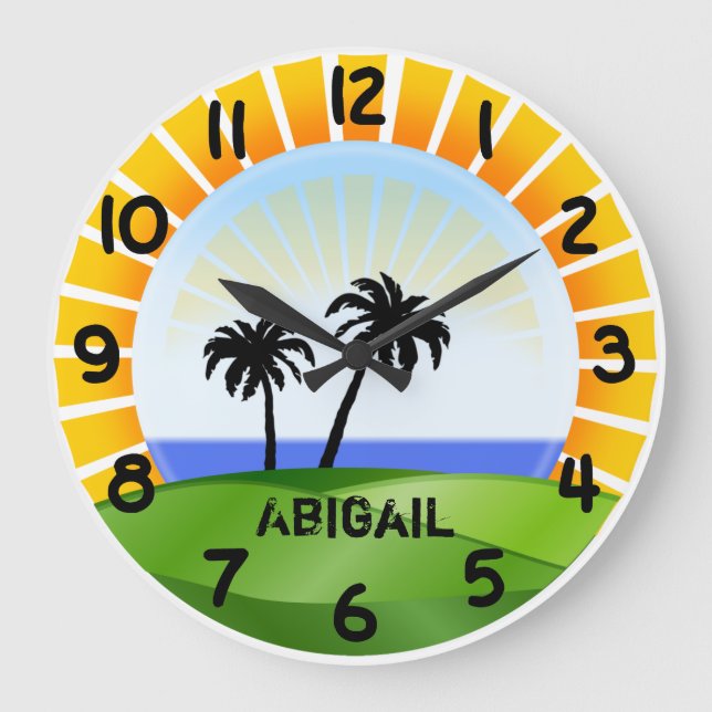 Personalised Tropical Beach Wall Clock (Front)