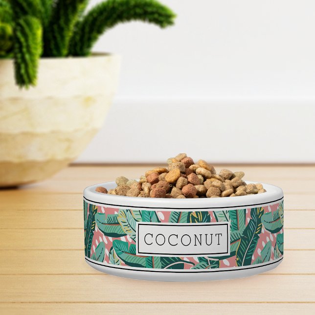 Personalised Tropical Botanical Banana Leaf Pet Bowl (Creator Uploaded)