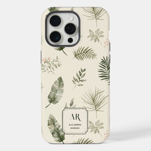 Personalised Tropical Botanical Monogram iPhone Case (Back)