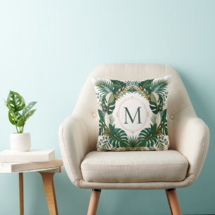 Personalised Tropical Botanical Monogram Wreath Cushion