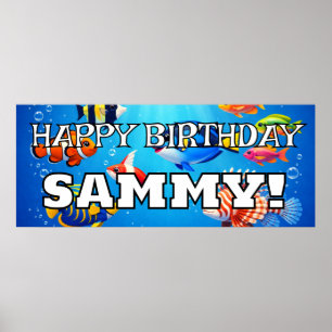 Personalised tropical fish HAPPY BIRTHDAY Poster