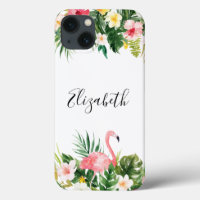 Personalised Tropical Floral Flamingo Tough