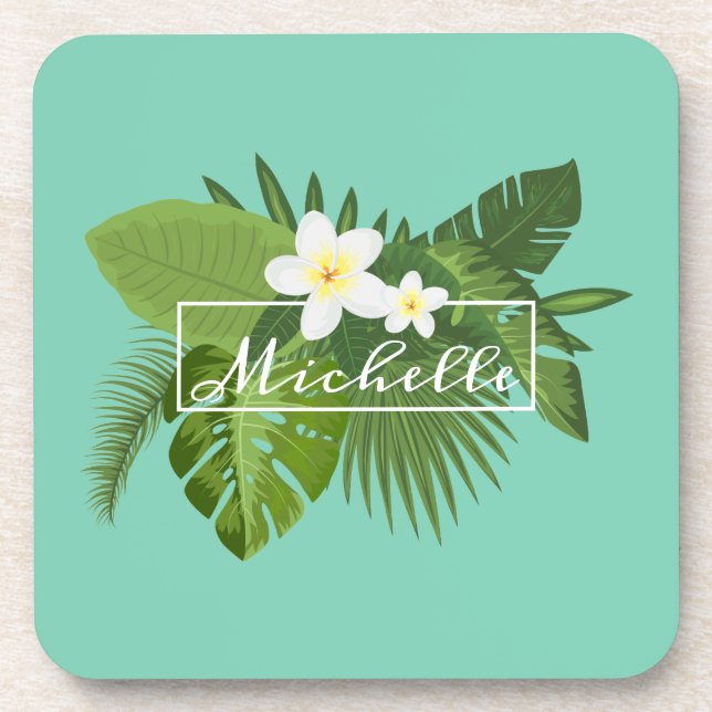 Personalised Tropical Floral Frame | Coaster (Front)