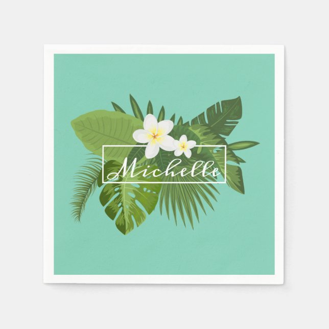 Personalised Tropical Floral Frame | Napkin (Front)