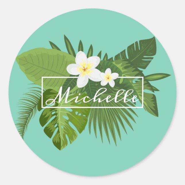 Personalised Tropical Floral Frame | Sticker (Front)
