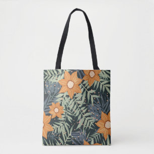 Personalised Tropical Floral Leaves Tote Bag