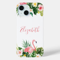 Personalised Tropical Floral Pink Flamingo