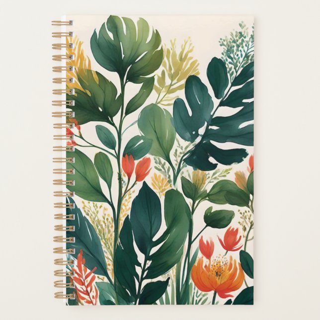Personalised Tropical Floral Print Planner (Front)