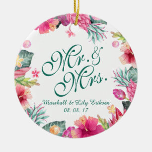 Personalised Tropical Floral Wedding   Ornament