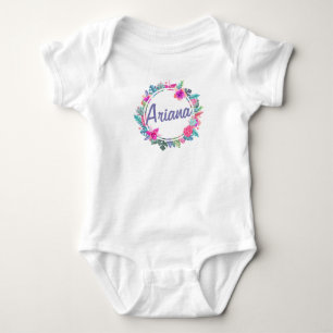 Personalised Tropical Floral Wreath   Bodysuit