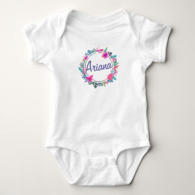 Personalised Tropical Floral Wreath | Bodysuit (Front)