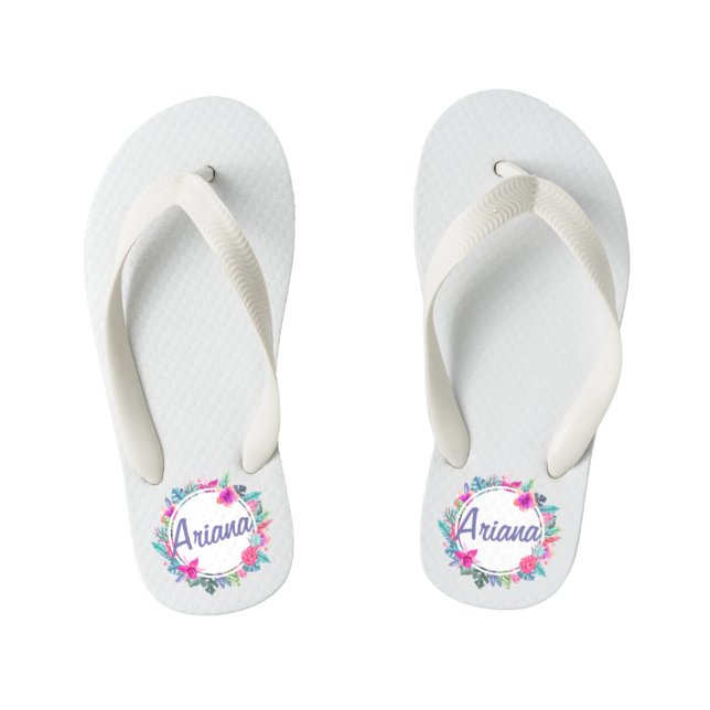 Personalised Tropical Floral Wreath | Flip Flops (Footbed)