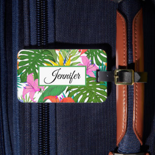 Personalised Tropical flowers  Luggage Tag