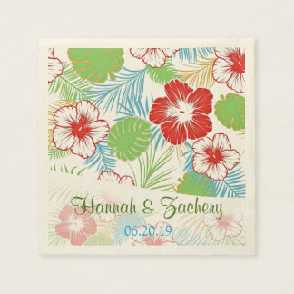 Personalised Tropical Hibiscus Hawaiian Wedding Napkin
