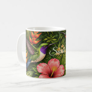 Personalised Tropical Hummingbird  Vibrant  Coffee Mug