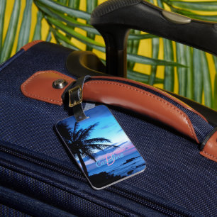 Personalised Tropical Island Beach Ocean Sunset Luggage Tag