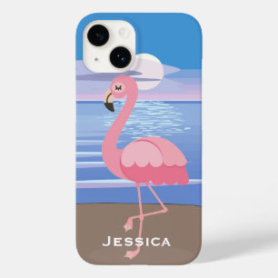 Personalised Tropical Island Flamingo Case-Mate iPhone 14 Case