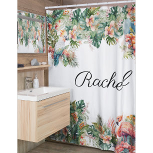Personalised Tropical jungle Parrot Shower Curtain