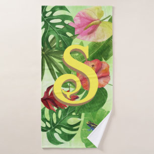 Personalised Tropical leaves Botanical jungle frog Bath Towel