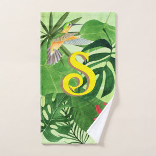 Personalised Tropical leaves Botanical jungle frog Hand Towel