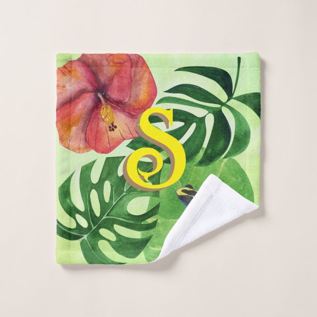 Personalised Tropical leaves Botanical jungle frog Wash Cloth (Wash Cloth)