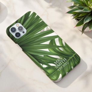 Personalised Tropical Leaves Custom Name and Year iPhone 16 Case