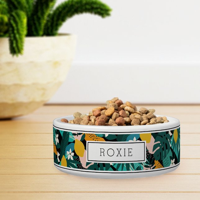 Personalised Tropical Lemon Blossom Pattern Pet Bowl (Creator Uploaded)