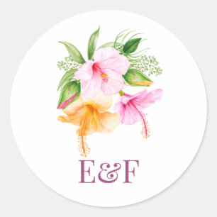 Personalised Tropical Miss to Mrs Bridal Shower Classic Round Sticker